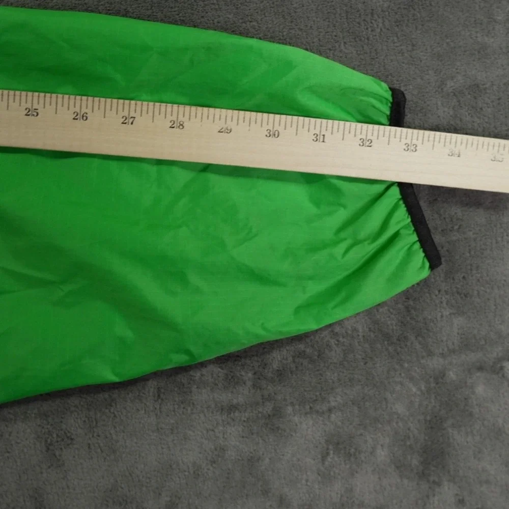 Helly Hansen Anorak Windbreaker Jacket Men L Neon Green Hooded Half‎ Zip Ripstop